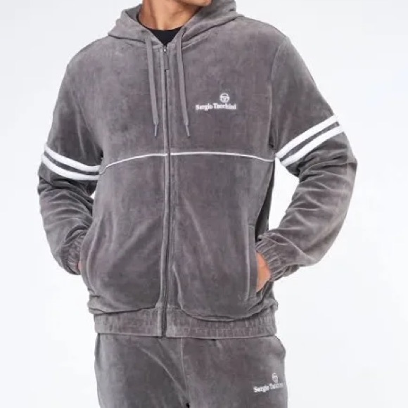 Sergio Tacchini Other - Sergio Tacchini vintage Scopeto Full-Zip Velour Hoodie & pant gray! TOP & BOTTOM